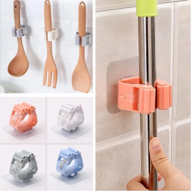 5/10 Pcs Rosa/Cinza Mop Suporte Vassoura Utensílios Multiuso Suporte rganizadores De Vassouras E Rodos Mop