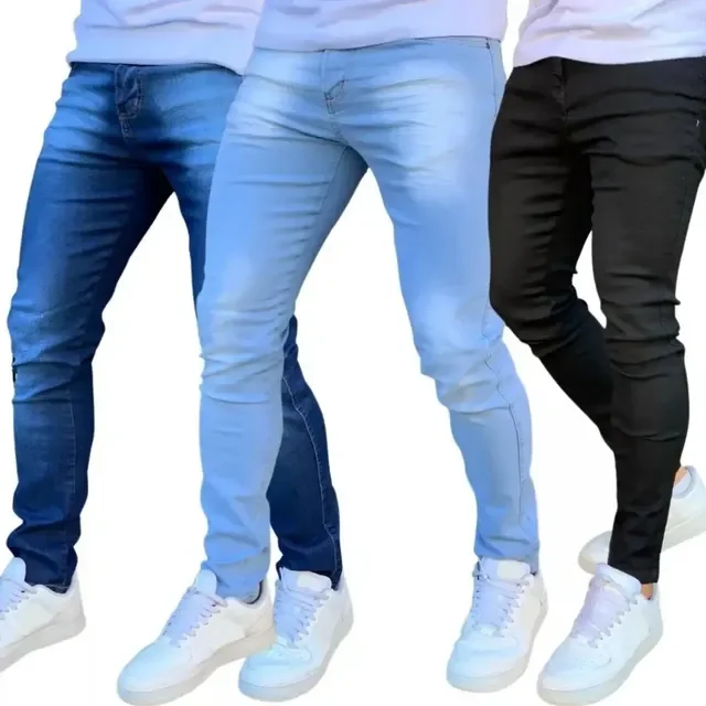 Kit 3 Calça Jeans Masculina Skinny Costura Reforçada