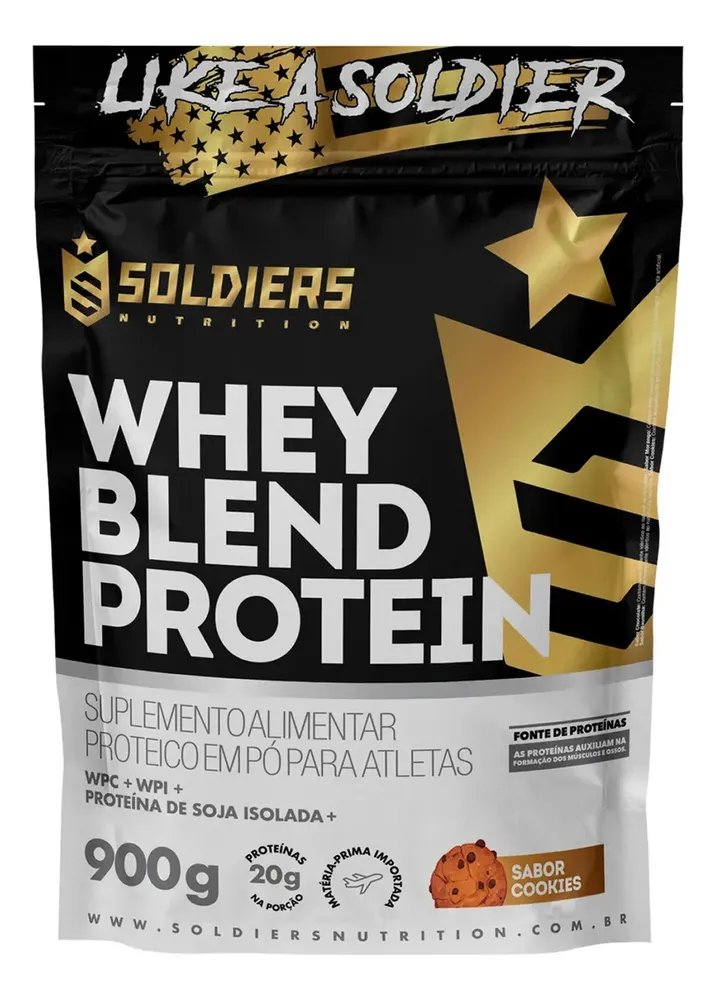 Whey Blend Protein Concentrado e Isolado 900g Sabor Cookies Soldiers Nutrition