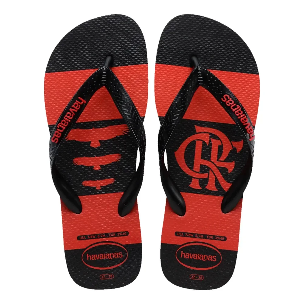 Chinelo Havaianas Flamengo Times Top Original Confortável Preto 43/44