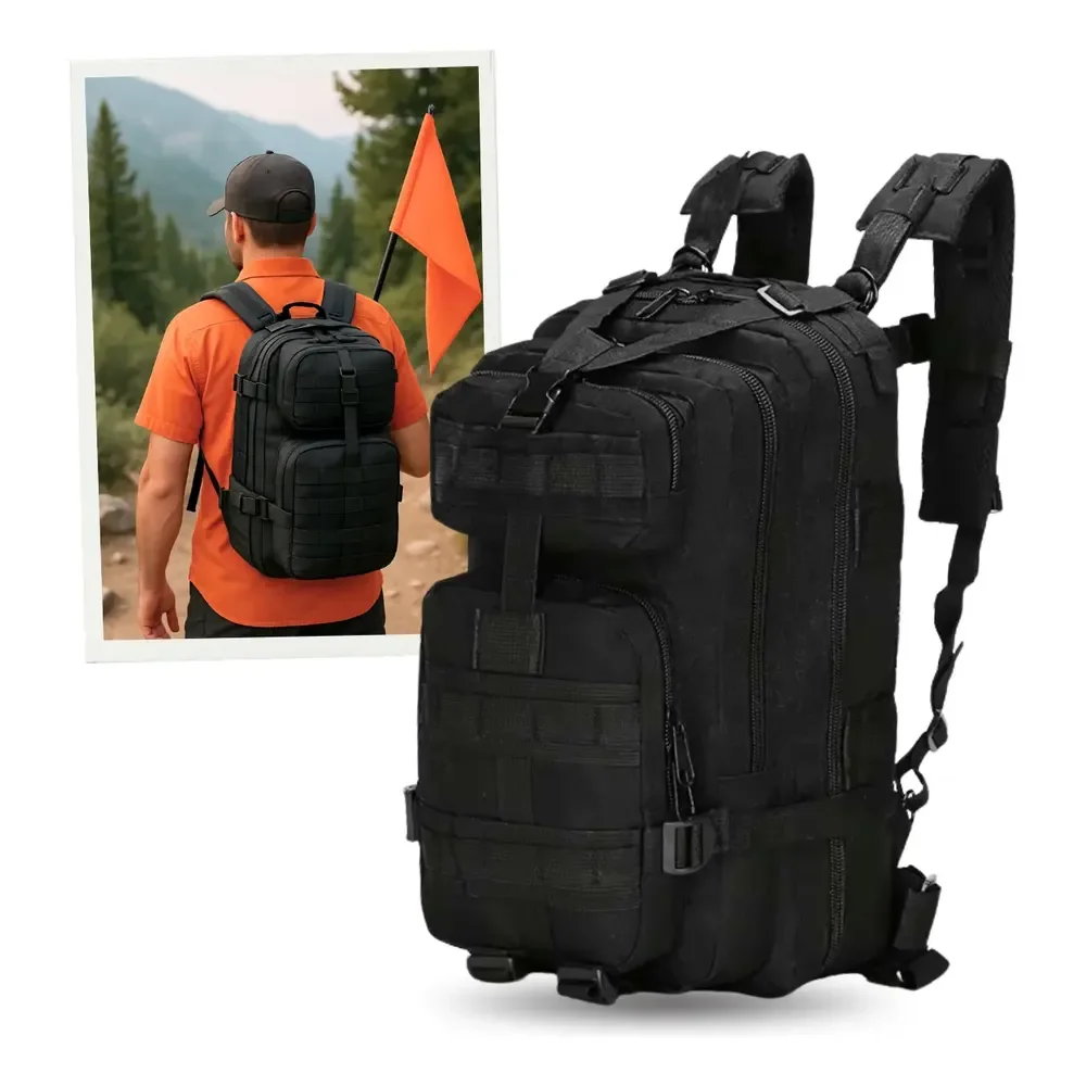 Mochila Tatica Militar Reforçada Viagem 30l Airsoft Pubg Preto