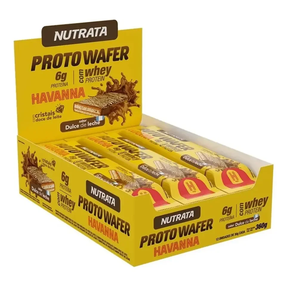 Proto Wafer Havanna 30g Display Com 12 Unidades Sabor Doce De Leite Nutrata
