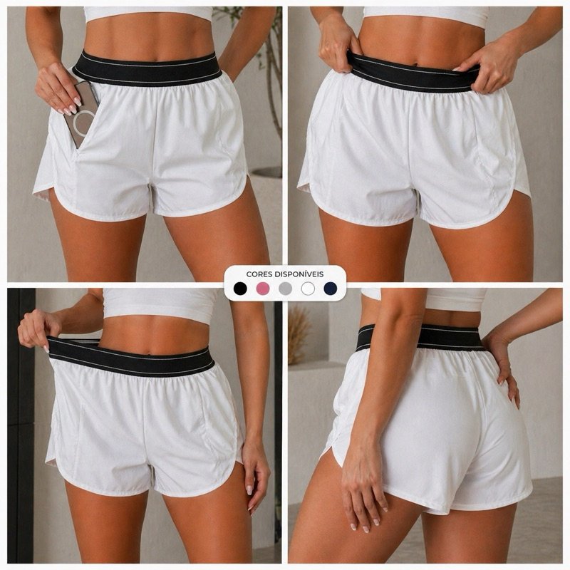 Short Duplo Feminino Esportivo com Bolso | Leve e Confortável | Academia, Corrida e Dia a Dia