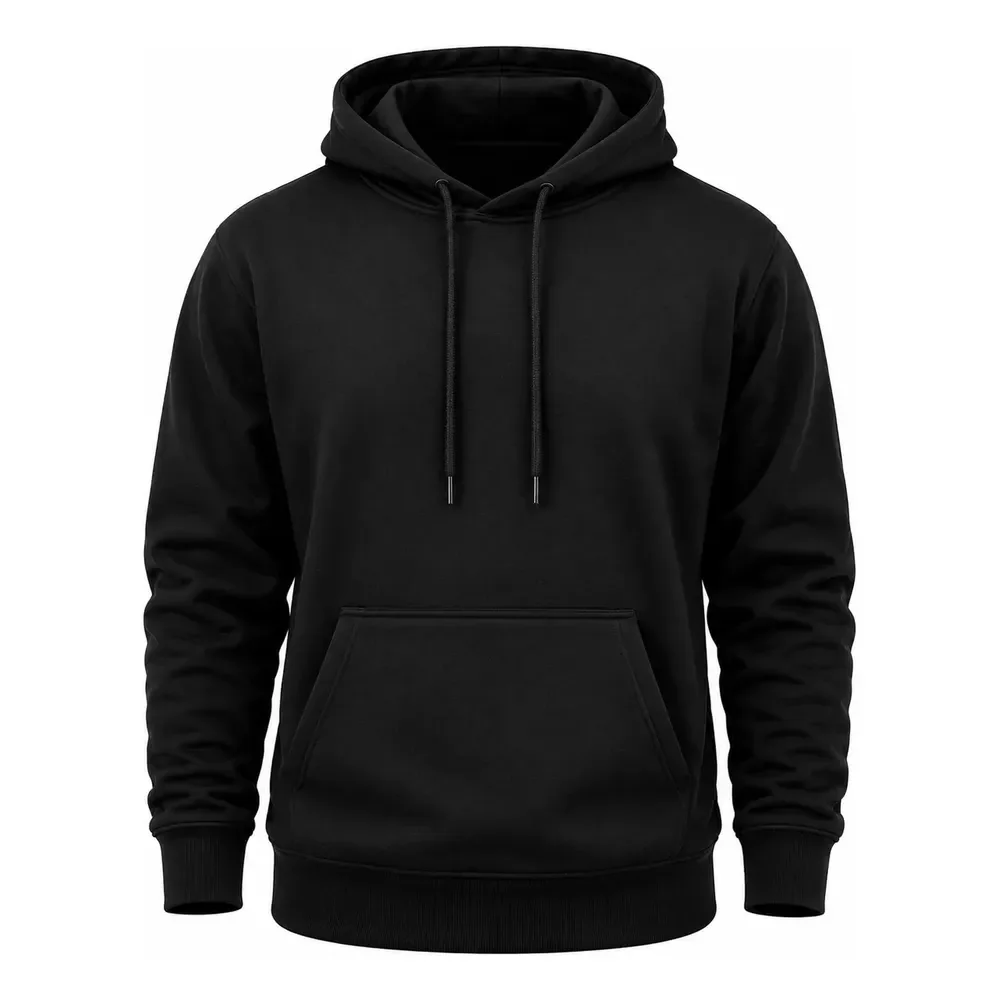 Blusa Moletom Canguru Liso Básico Premium Várias Cores G Preto