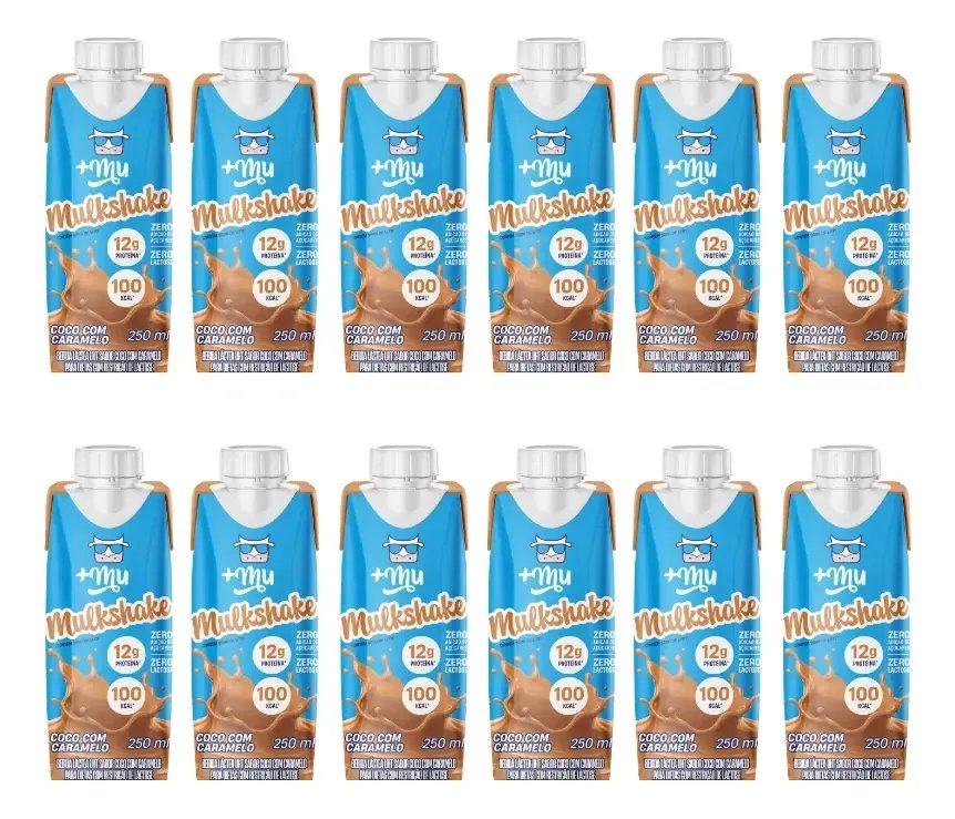 Pack Com 12 Garrafinhas Mulkshake Mais Mu Coco Com Caramelo