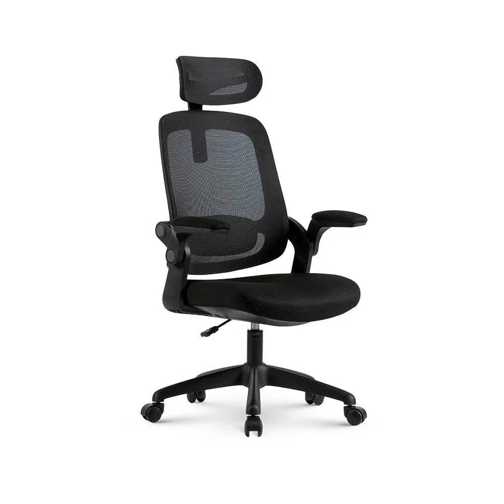 Cadeira de Escritorio Ergonômica Astra Preta com Apoio Lombar e Cabeça, Encosto Ajustável, Mesh Respirável