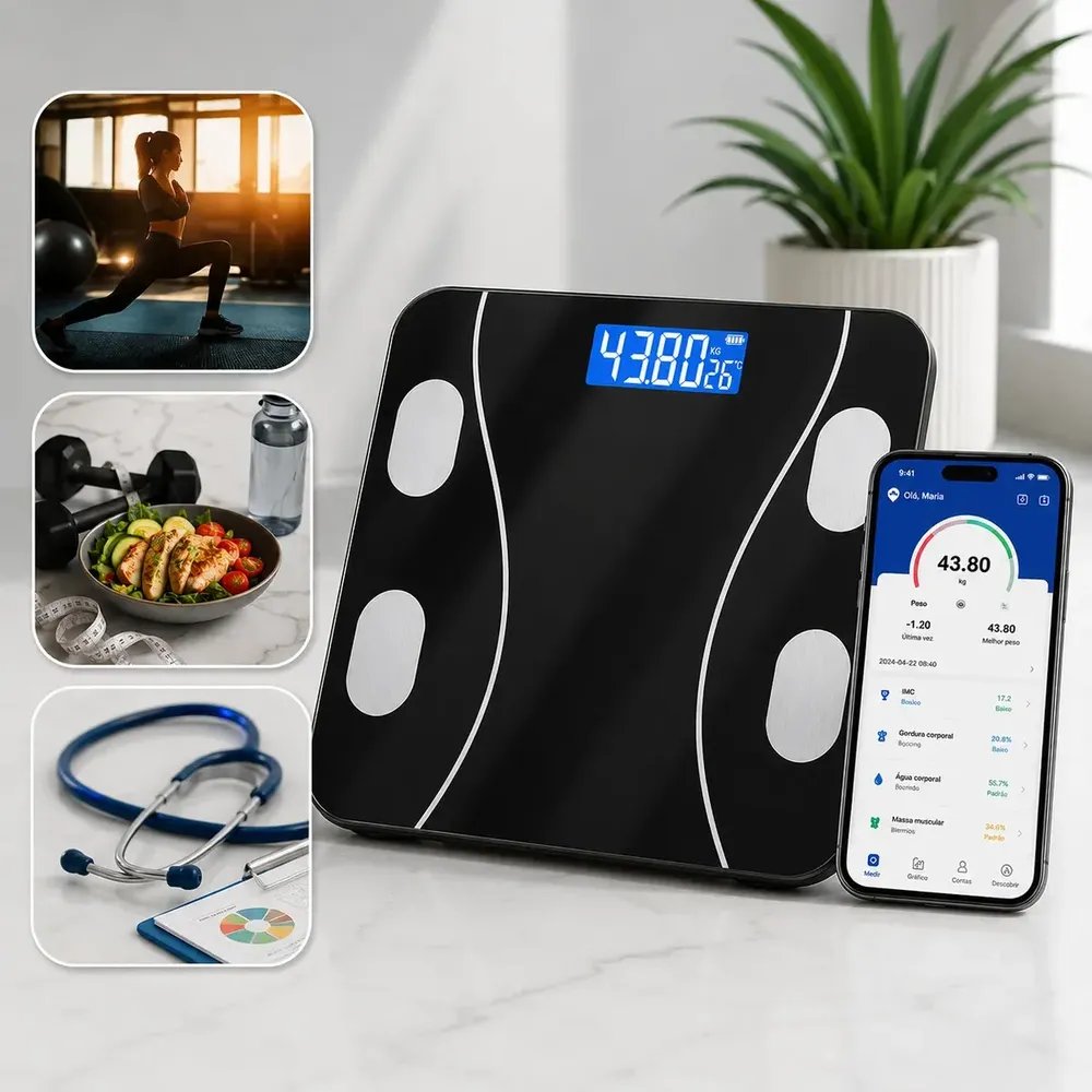 Balança Digital Bioimpedancia Bluetooth Corporal 180kg Cities To Go Saude Dieta Esporte