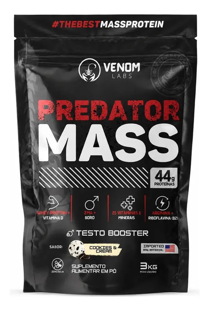 Hipercalórico Predator Mass 3kg (44g Proteínas) Venom Labs Sabor Cookies And Cream