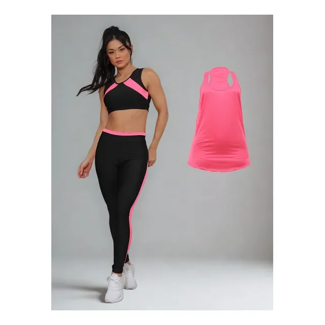 Kit Conjunto Fitness Feminino Roupa Academia Legging Cropped