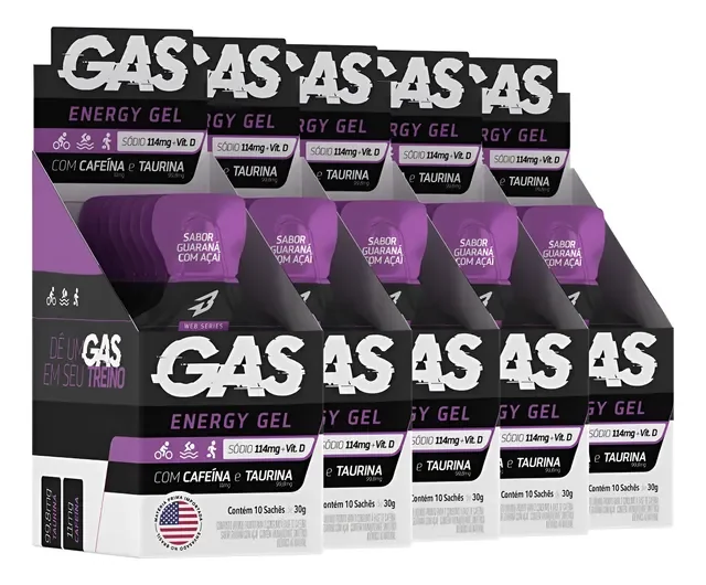 Kit 5x Gas Carbo Gel Repositor Energético 50 Sachês