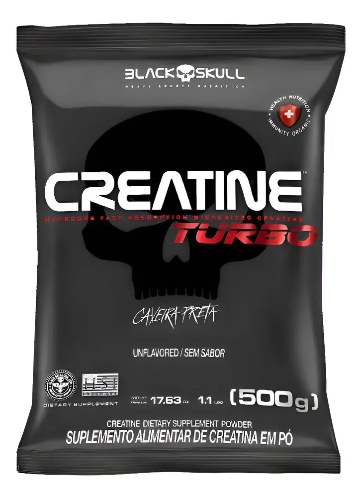 Creatina Turbo Refil 500 G Black Skull Sem Sabor