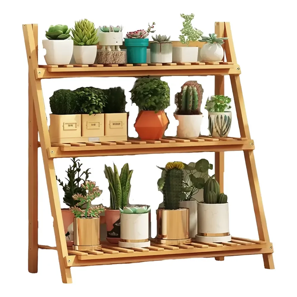 Estante Para Vasos De Plantas, Floreira De Madeira, Dobrável Madeira