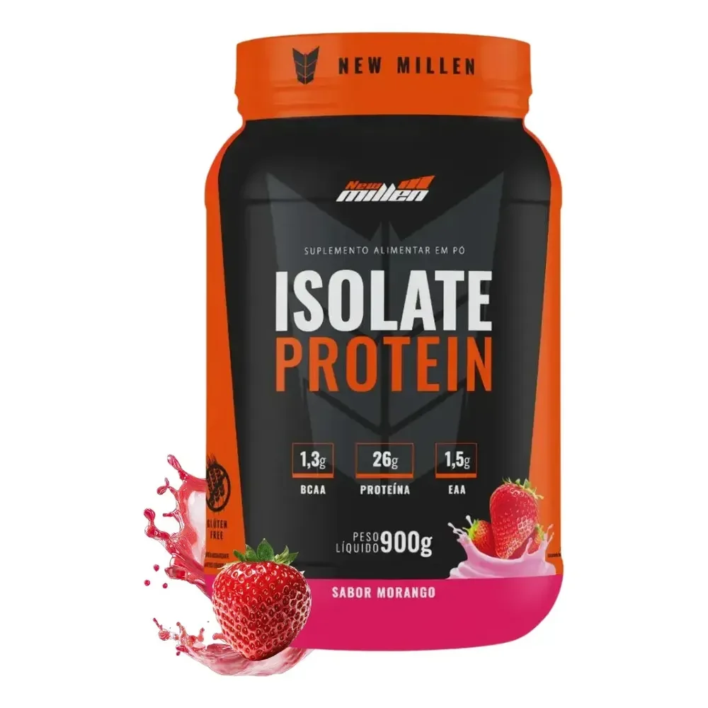 Whey Isolate Protein 900g New Millen Sabor Morango