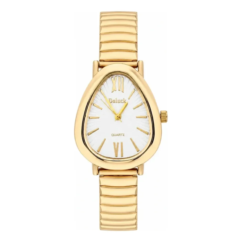 Relógio De Pulso Feminino Premium Aço Bracelete Tulipa Moda Dourado