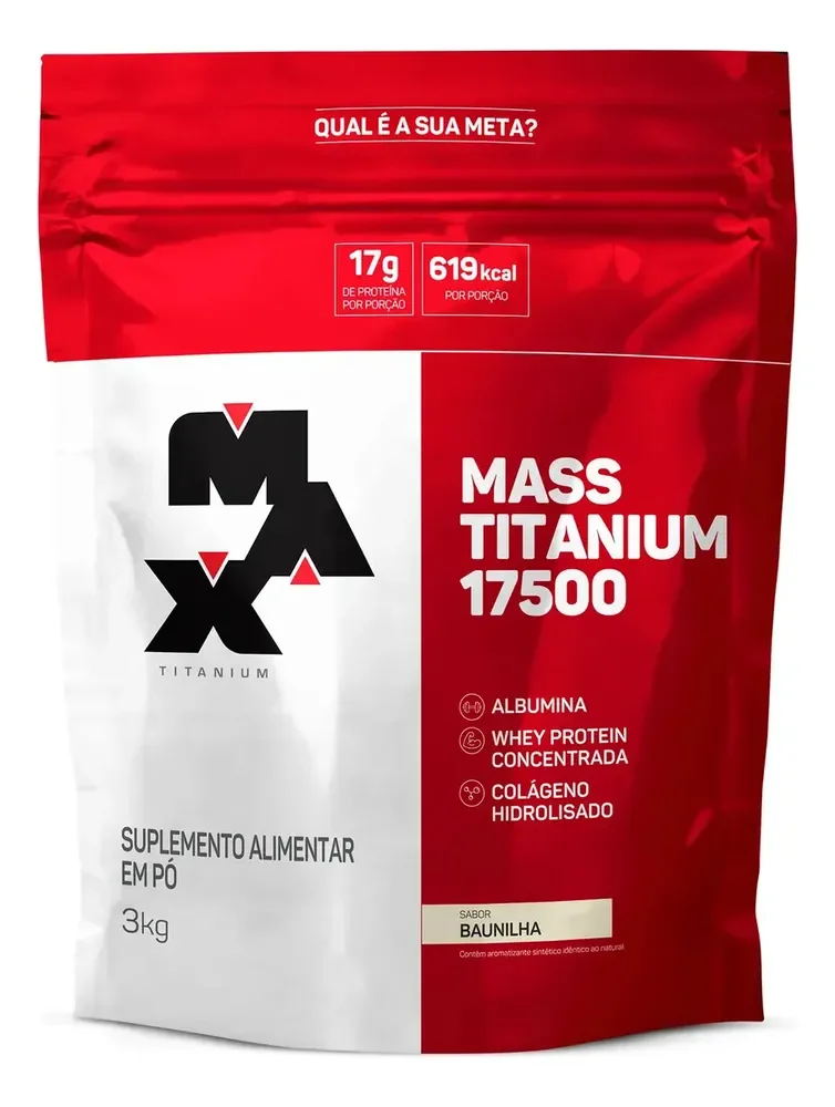Hipercalórico Mass Titanium 17500 3kg - Max Titanium Sabor Baunilha