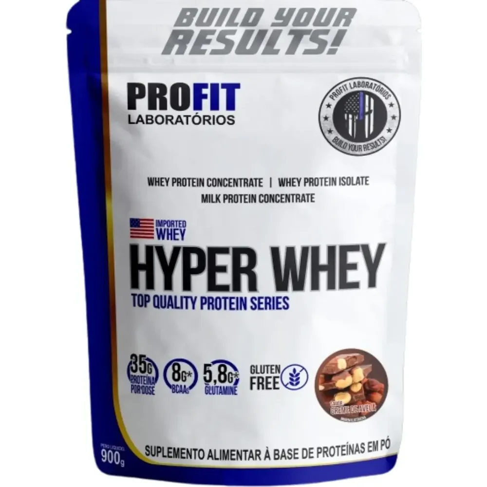 Hyper Whey 900g Isolado E Concentrado Profit Sabor Creme De Avelã
