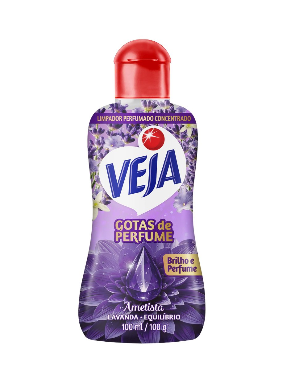 Veja Gotas de Perfume Ametista Lavanda Limpador Perfumado Concentrado 100 ml