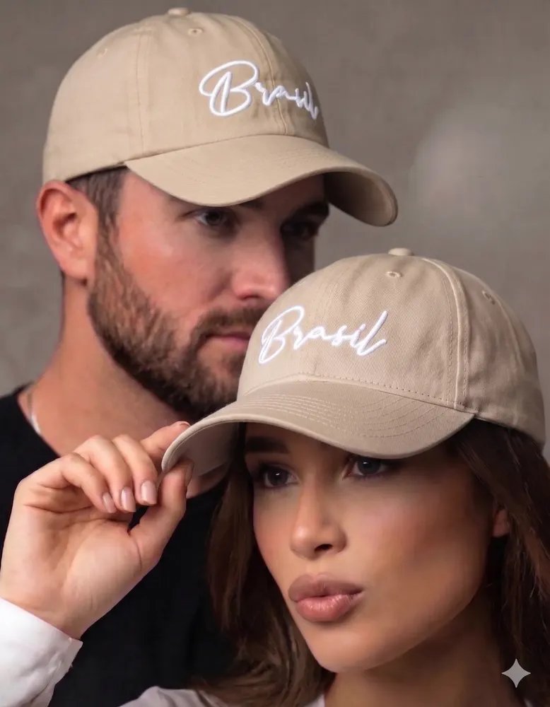 Boné Brasil Copa Frase Aba Curva Ajustável Unissex Moda Hexa Bege Bandeira Do Brasil (estampa) Un