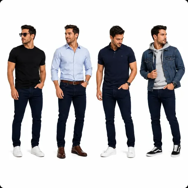 Kit 4 Calças Jeans Masculinas Elastano Lycra Trabalho Estica