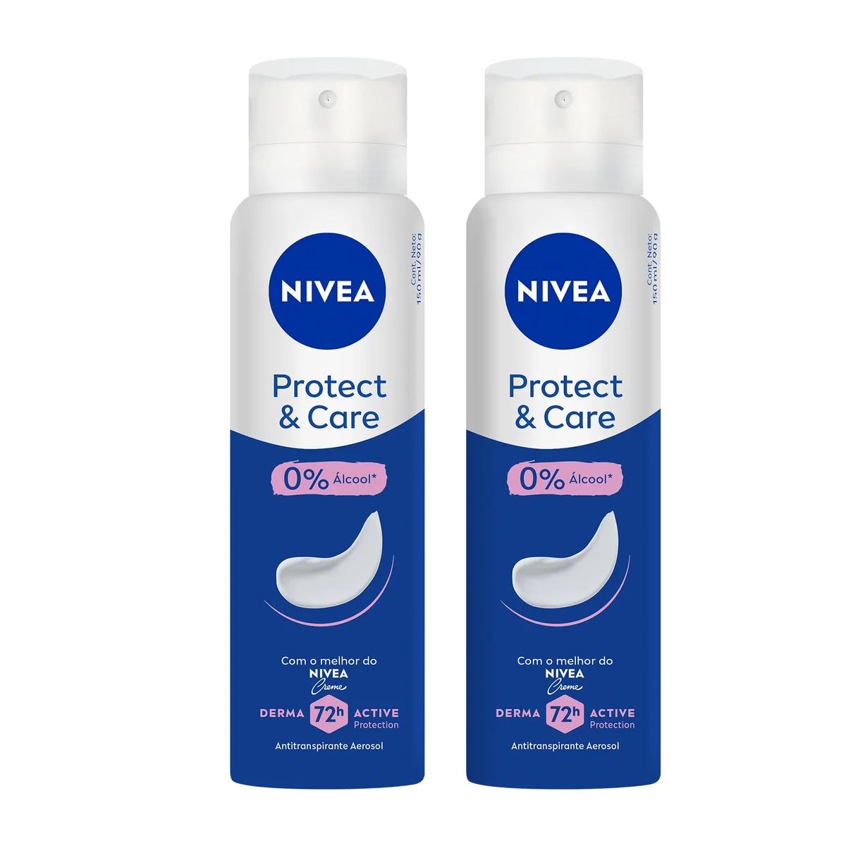NIVEA Desodorante Aerossol Protect & Care 150 ml – Kit com 2 Unidades