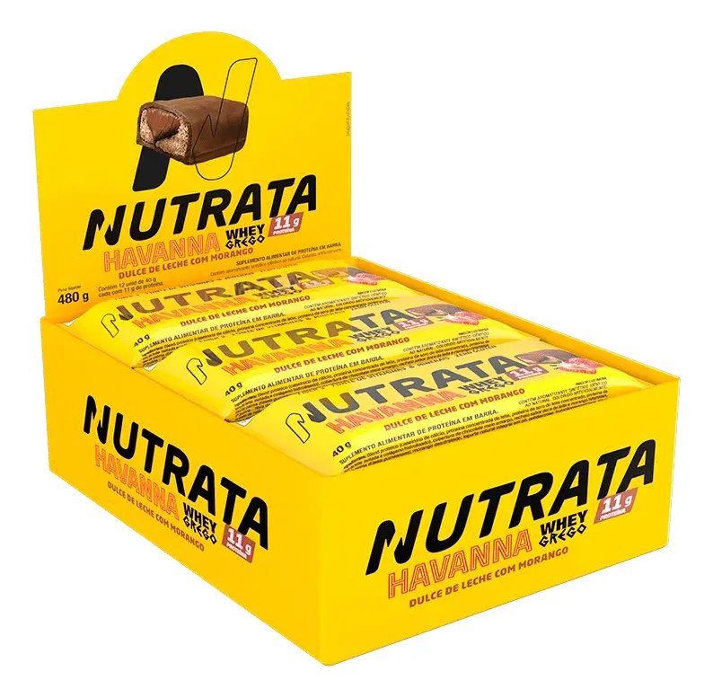 Whey Grego Bar Nutrata de Doce de Leite Havanna – Pack com 12 Unidades