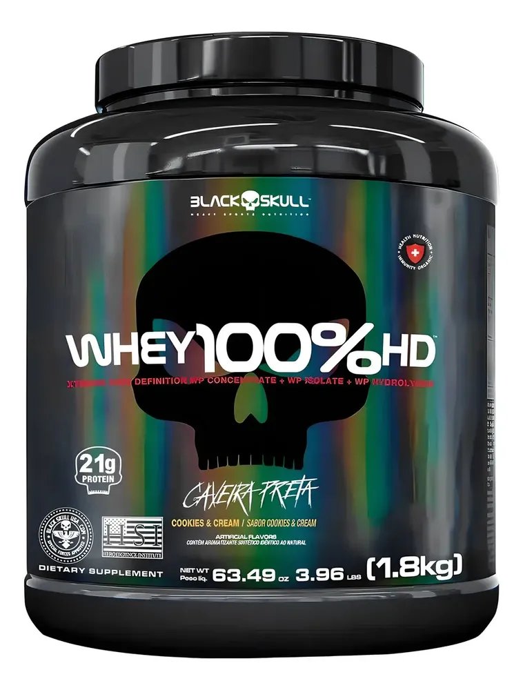 Whey 100% HD Pote 1.8kg Cookies and Cream Black Skull