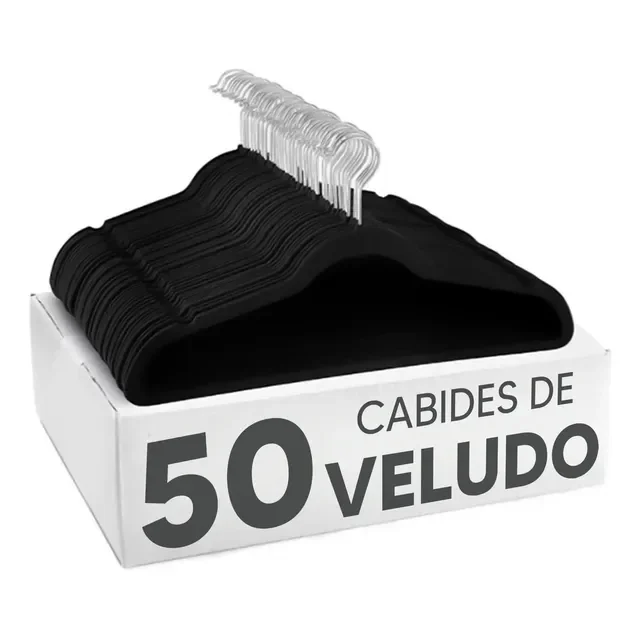 Kit 50 Cabides Kparts Aveludado Preto E Cinza Bege