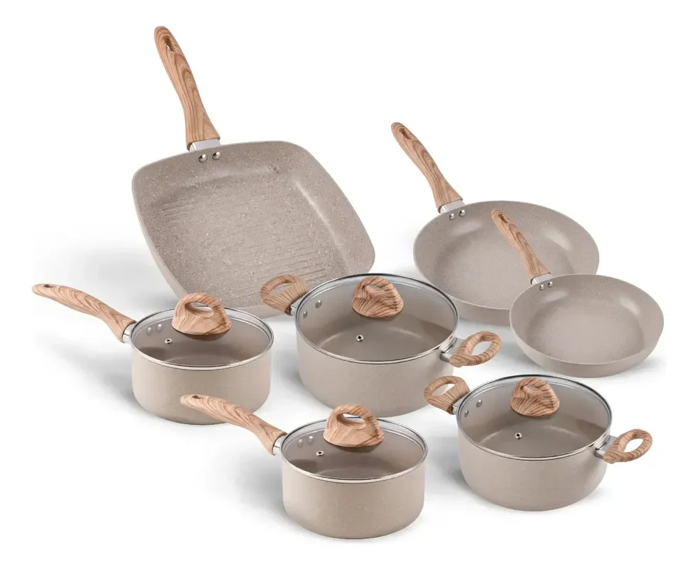Jogo De Panelas 7 Ceramic Life Smart Plus Areia Brinox Areia