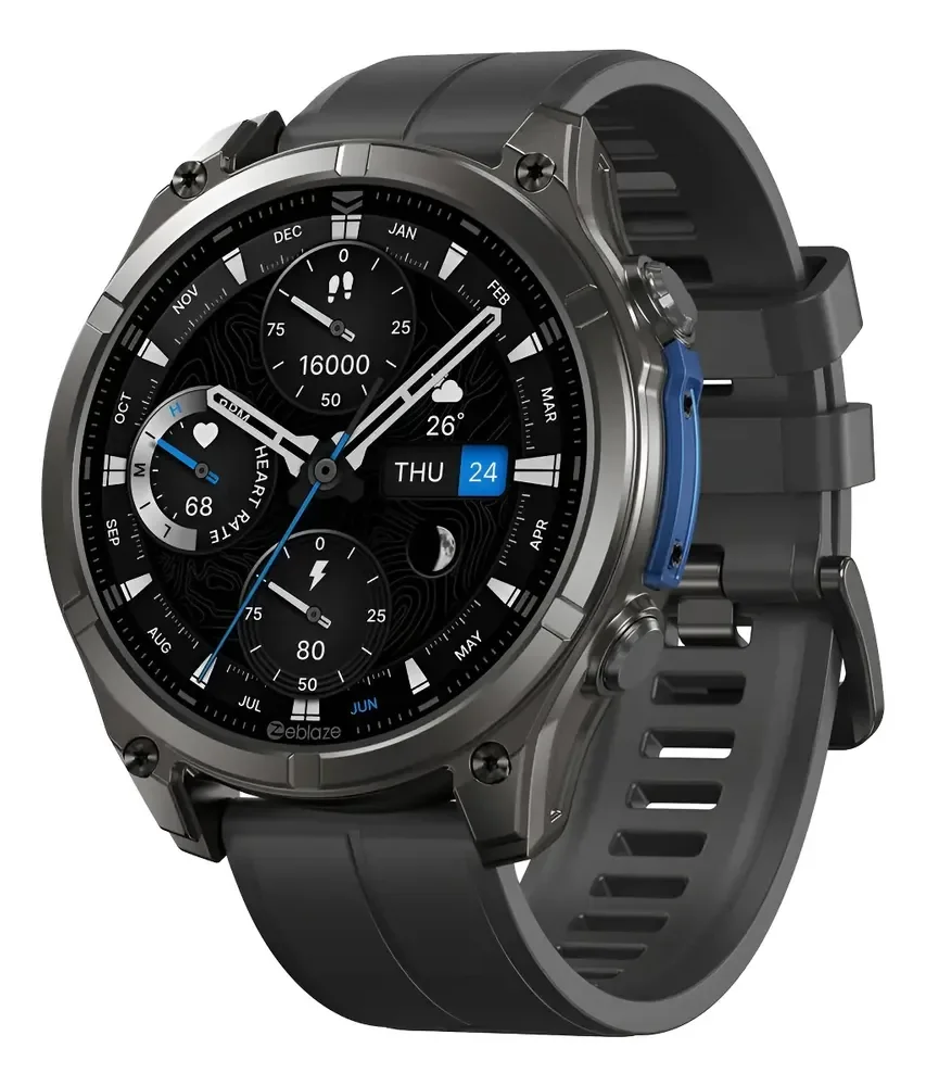 Relógio Smartwatch Zeblaze Vibe 8 À Prova D'água 5ATM Com Passos/Calorias/Temperatura Clima/Modos Treinamento,1.43'' Tela AMOLED,Lanterna LED Integrada,Compatível Android iOS,Pulseira Silicone Preto
