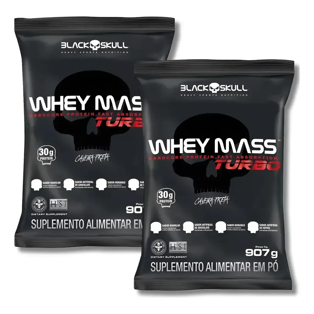 Kit 2x Whey Protein Mass Turbo Refil 907g Toffee