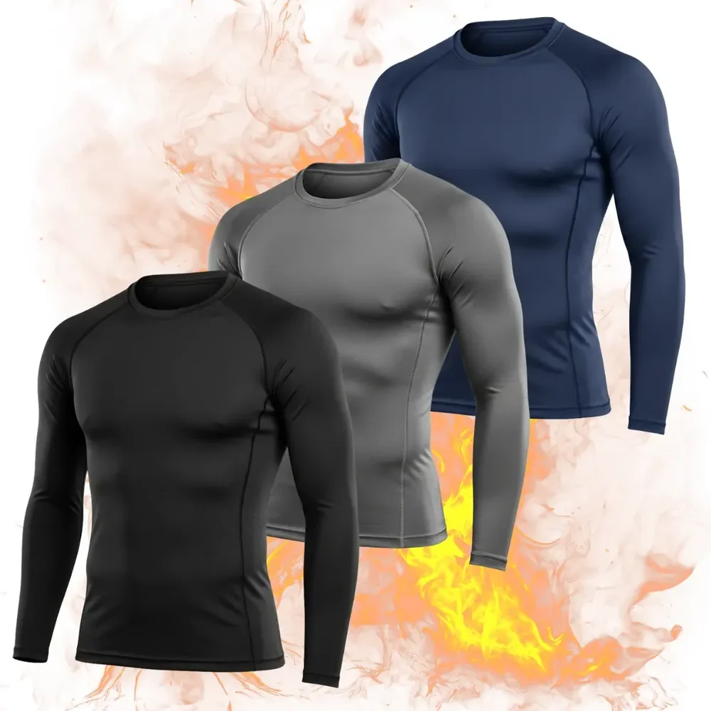 Kit 3 Camisas Térmicas Masculina Segunda Pele Proteção Uv50 Preto/ Azul-marinho/ Chumbo Gg (46-48)