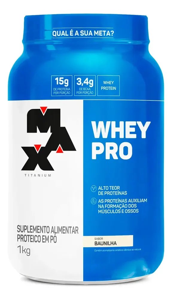 Proteína Max Titanium Whey Pro Concetrado em pó sabor Baunilha x 1kg