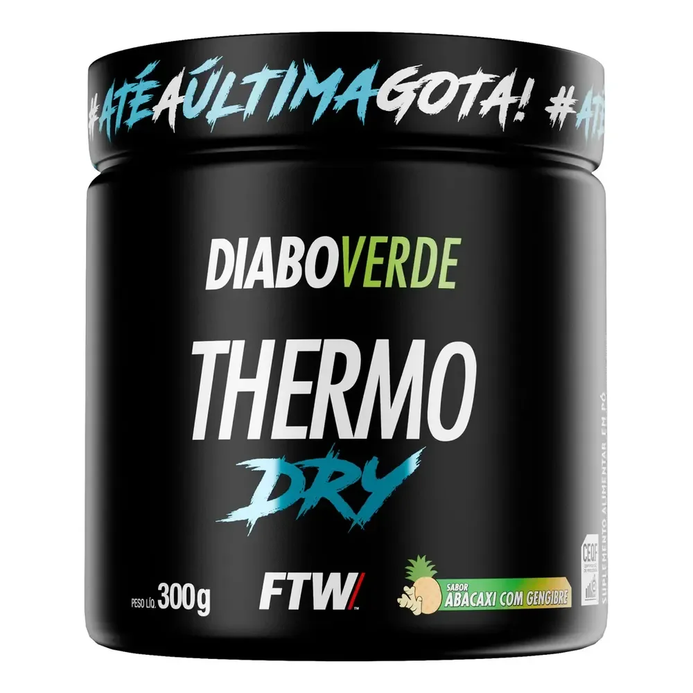 Termogênico Thermo Dry Pote 300g Sabor Abacaxi Com Gengibre Ftw - Diabo Verde Abacaxi E Gengibre