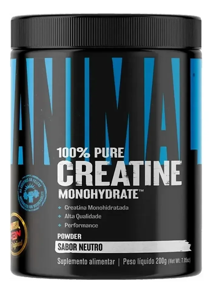 Creatine Monohydrate 100% Pura Sem Sabor 200g Linha Animal Universal Nutrition