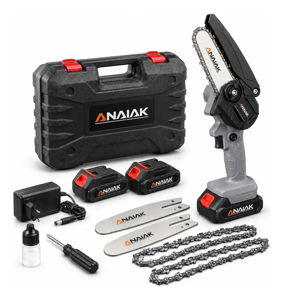 Motosserra Mini 2 Bateria Recarregável 21v Anaiak Ak-110 Cinza 127/220v