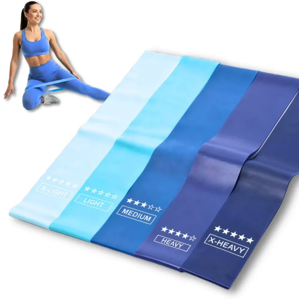 Kit 5 Faixa Elástica Super Mini Band Extensor Elástico Para Treino Resistência Funcional Academia Ginástica Yoga Esporte Banda Extra Forte De Treinamento Thera Pilates Fisioterapia Alegria Azul