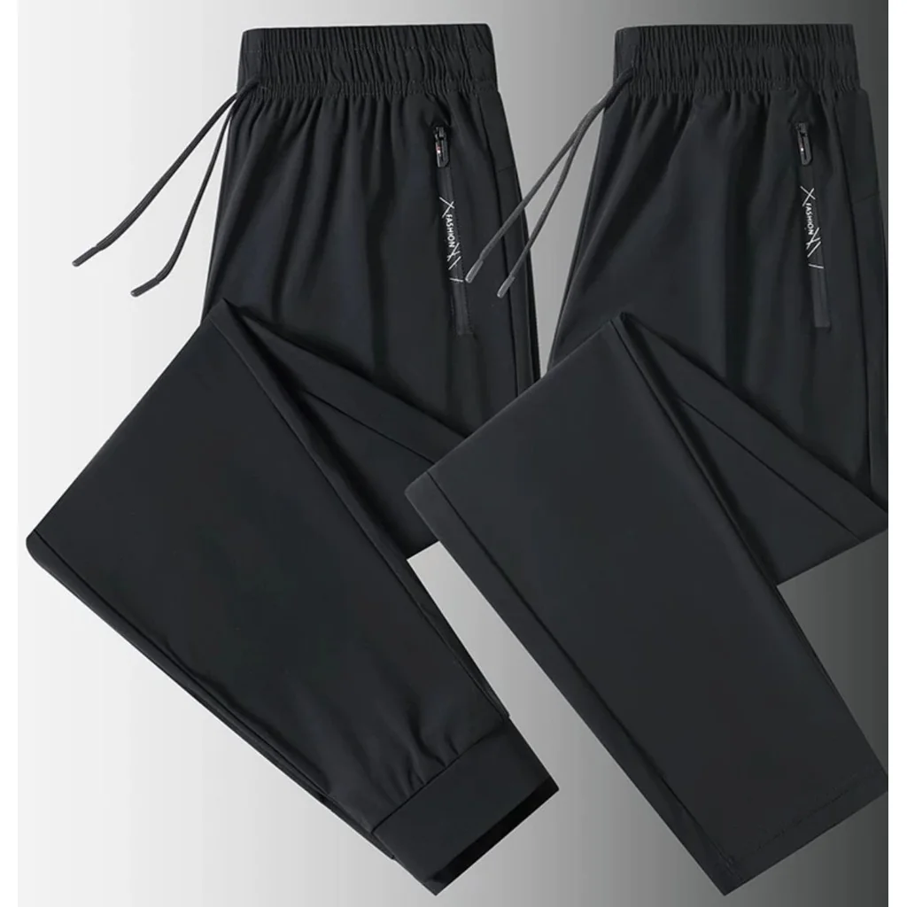 KIT 2 Calça Jogger Preta Masculina Dry Fit Com Fitas Esportiva