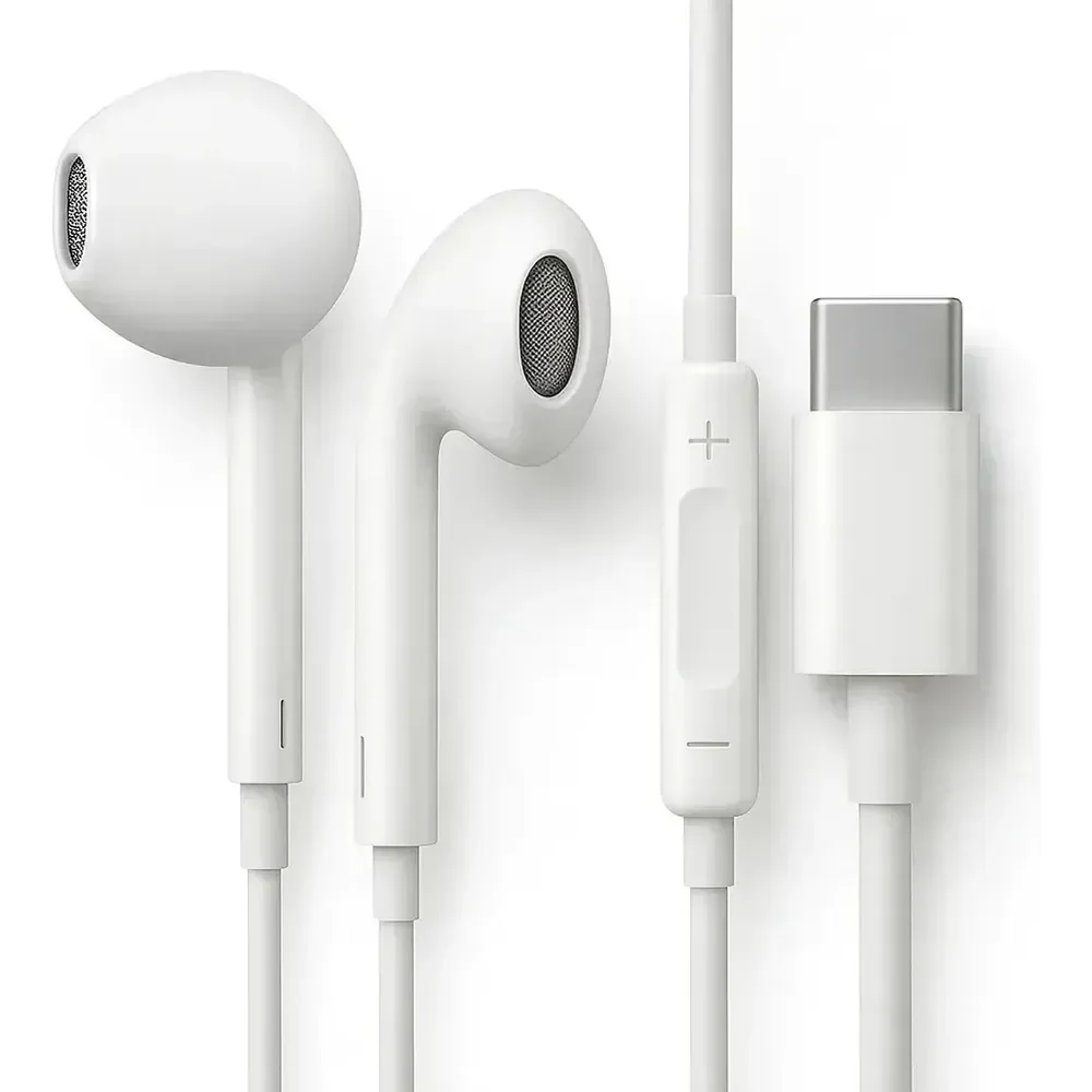 Fones De Ouvido Usb-c Tipo C Com Microfone Integrado Som Estéreo Alta Qualidade Controle De Chamadas Compatível Com... Branco
