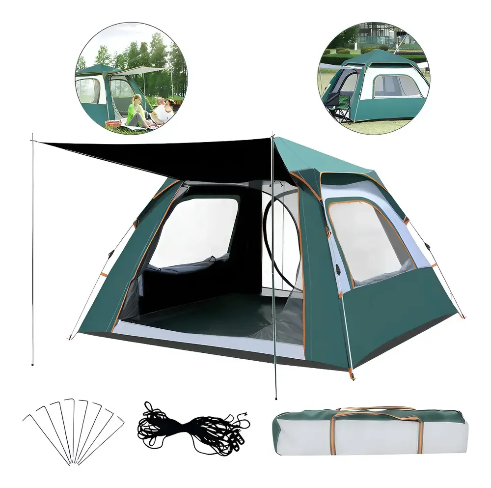 Barraca De Acampamento Grande Para 4/5 Pessoas 210x210x145cm Cor Azul-petróleo
