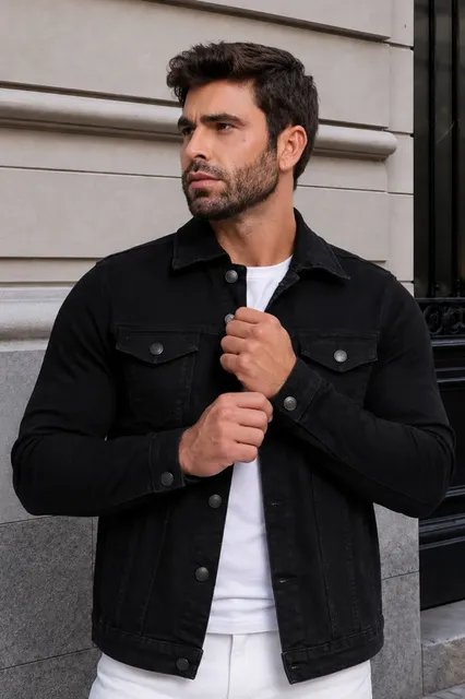Jaqueta Masculina Jeans Sarja Slim Fit Coloridas Versátil