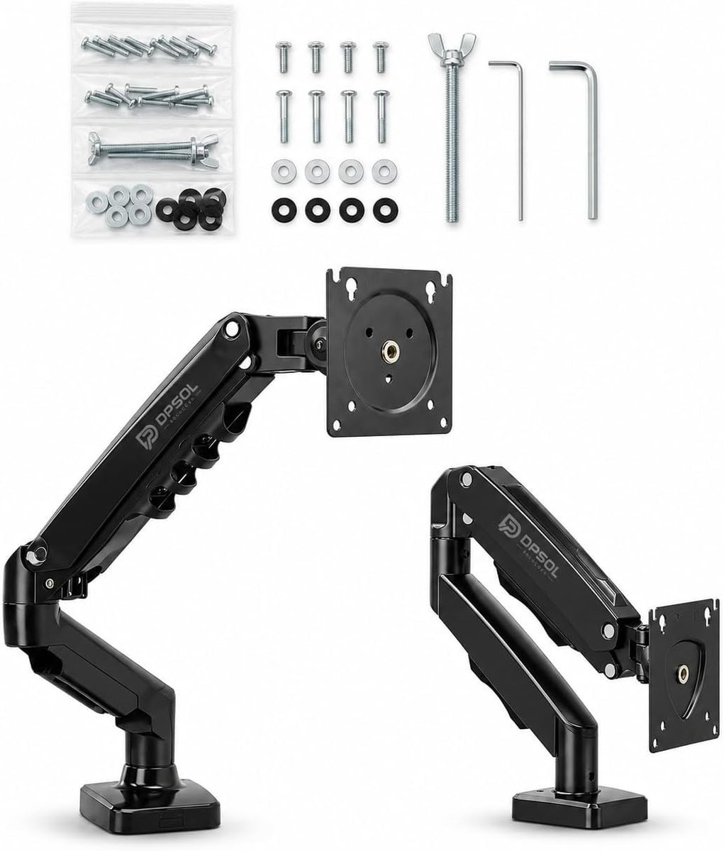 Braço articulado, suporte Articulado de Mesa, Pistão a Gás, Design Compacto e Retrátil, Ergonômico, Monitores 13'' a 35'', 2kg a 9kg, fixação monitor universal padrão vesa de 75x75mm e 100x100mm