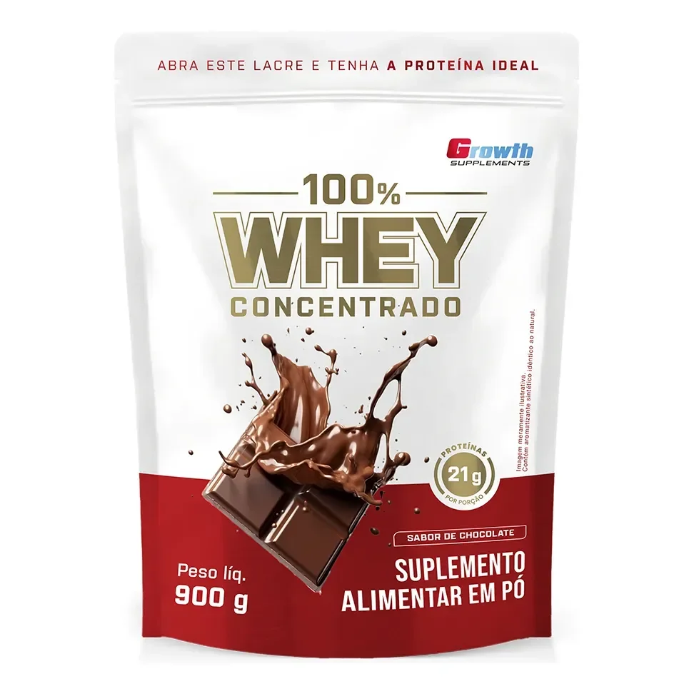 100% Whey Concentrado 900g Growth Supplements Chocolate