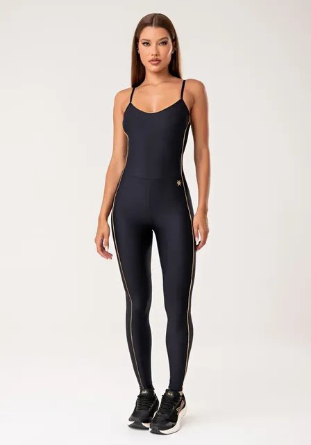 Macacão Fitness Feminino Com Detalhe Em Lurex Lush Dlk
