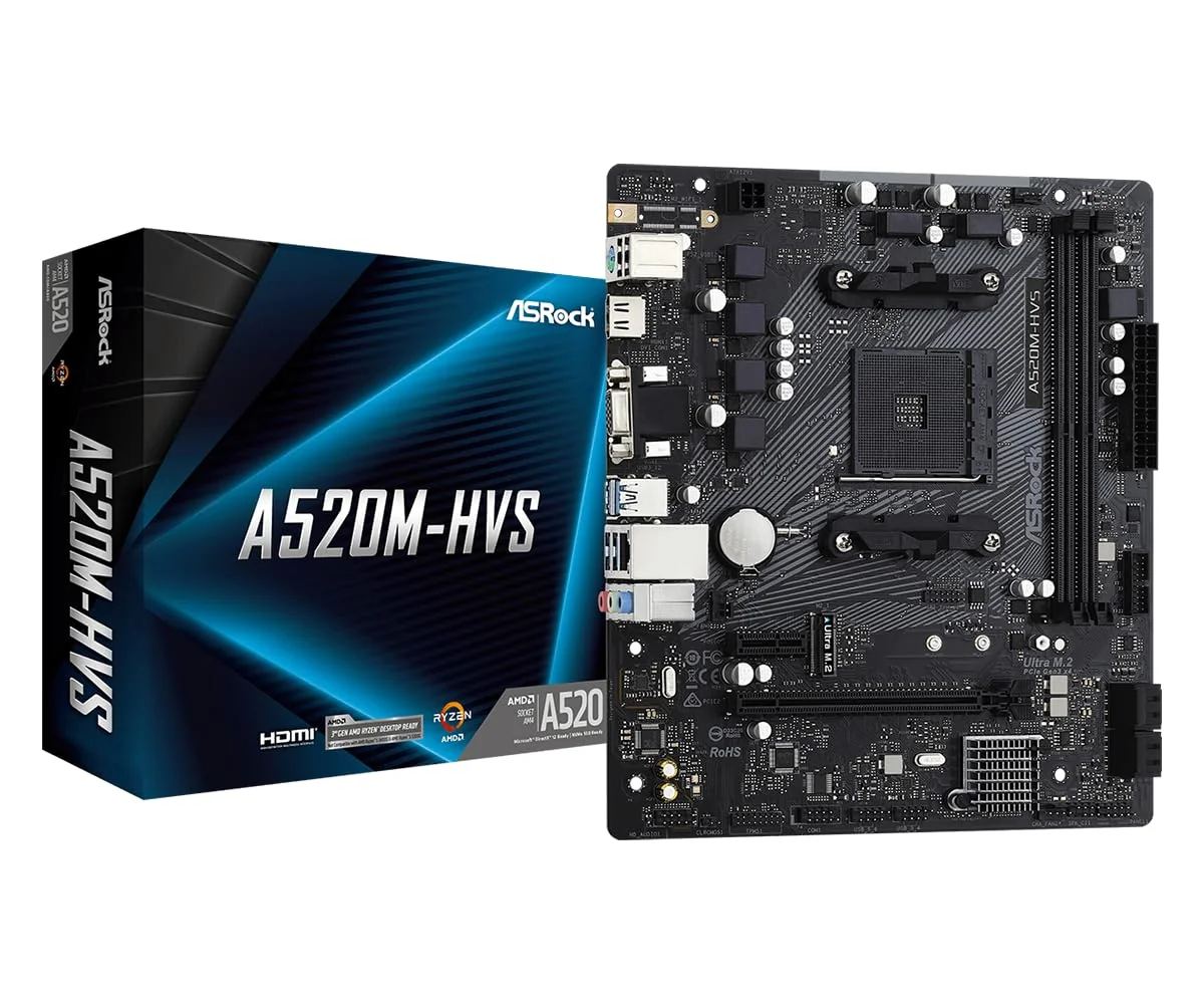 Placa-mãe ASRock AMD A520 Socket AM4 Micro ATX DDR4-SDRAM