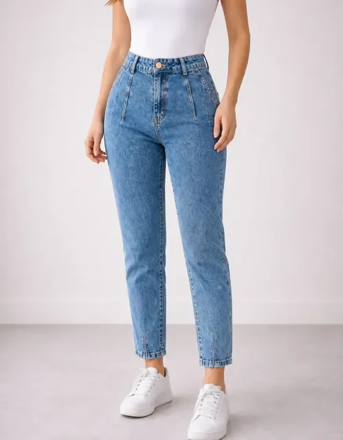 Calça Jeans Mom Stillger Feminina Cintura Alta Cor Clara