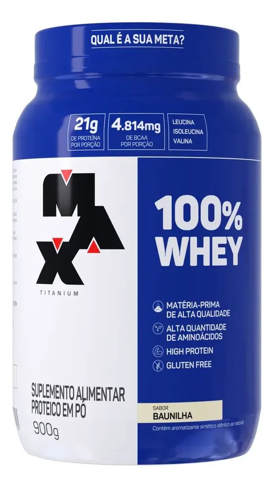 Whey 100% Concentrado - 900g - Max Titanium Sabor Baunilha
