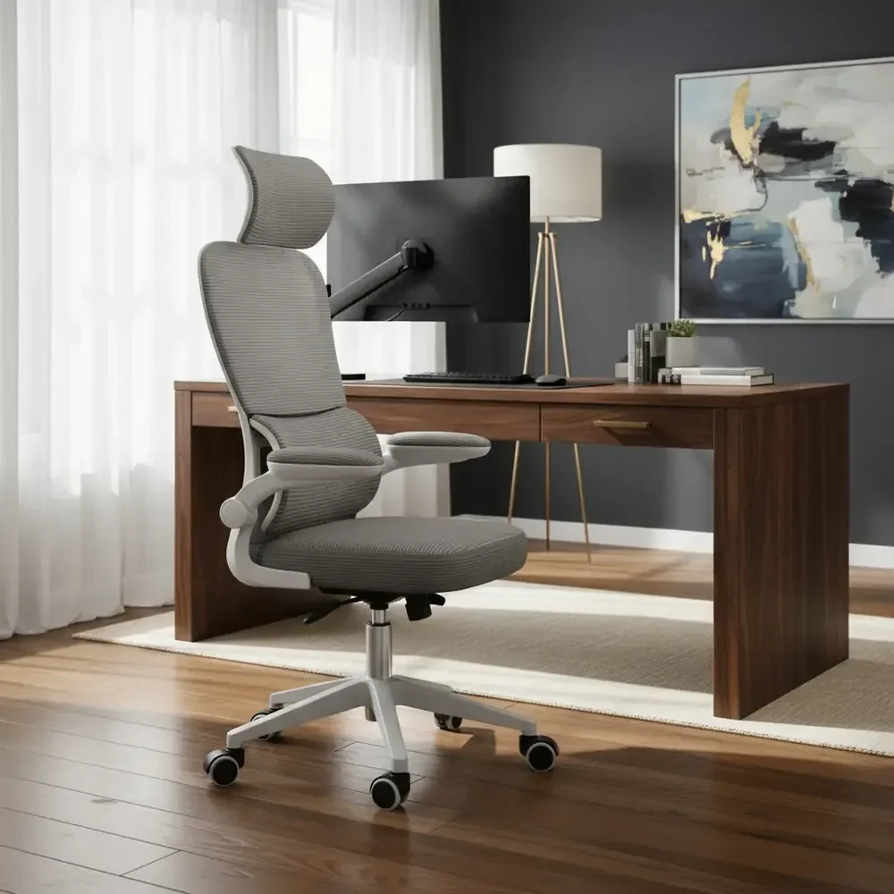 Cadeira Escritório Ergonômica Genebra G500 Luvinco Cor Cinza Com Suporte Lombar Estofado Mesh Malha