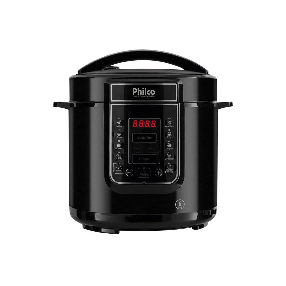 Philco Panela de Pressão, Digital Inox Ppp01p, 6L, Preto, 220v