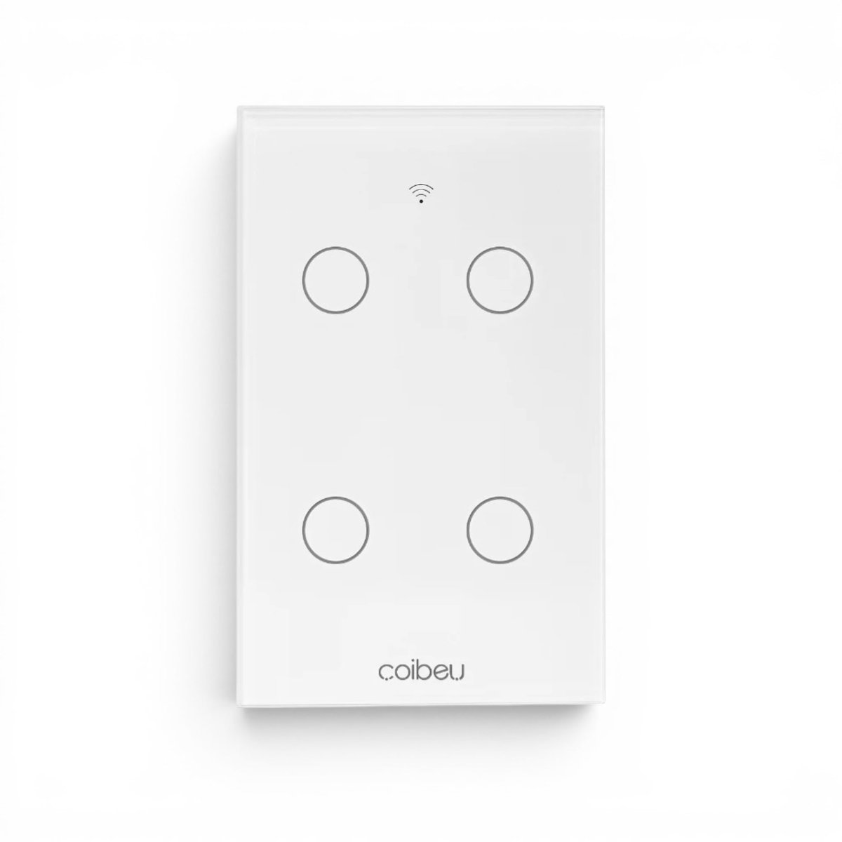 Interruptor Inteligente WiFi Touch 4 Botões Sem Neutro, Smart Switch com Controle por App, Automação Residencial, Bivolt, controle, casa inteligente,Painel em Vidro, Branco