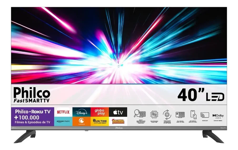 Smart Tv Philco 40'' Full Hd Roku Tv Hdr10 Dolby Áudio P40cra